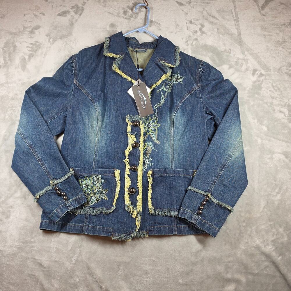 NWT Montana West Women’s XL Embroidered Denim Jacket Boho Fringe Western Floral